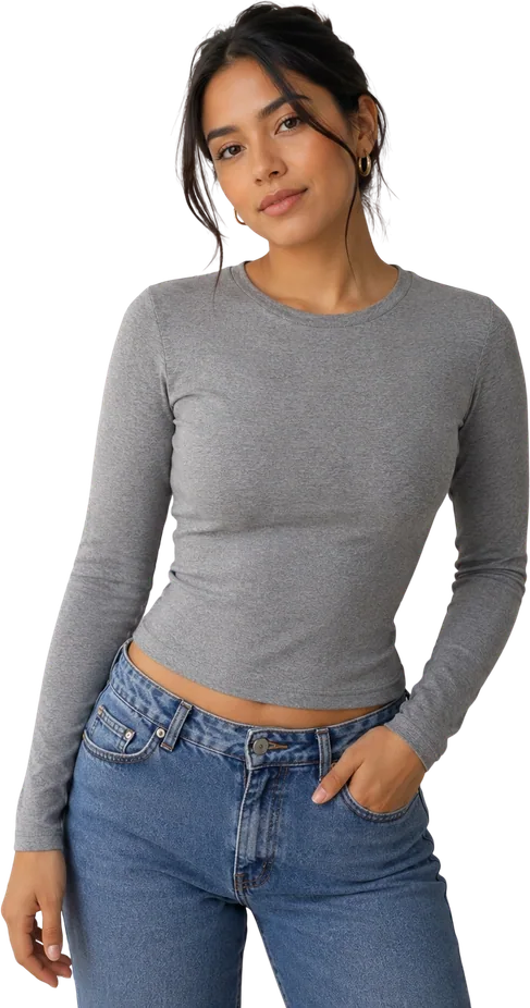Baby Tees manga larga · cintura — Acero